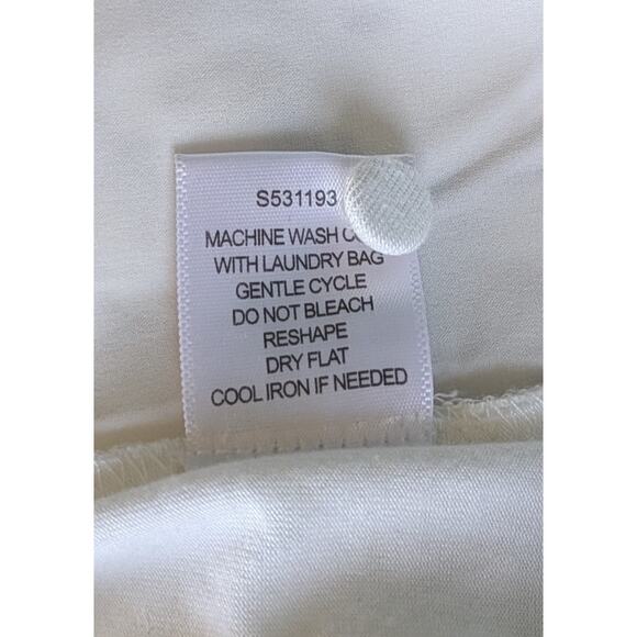 Market & Spruce Lace Overlay Short Sleeve Top Medium White Blue Boho Embroidered - Picture 9 of 10